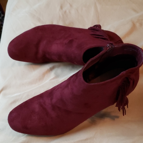 Burgundy Fringe Ankle Booties - Picture 3 of 7